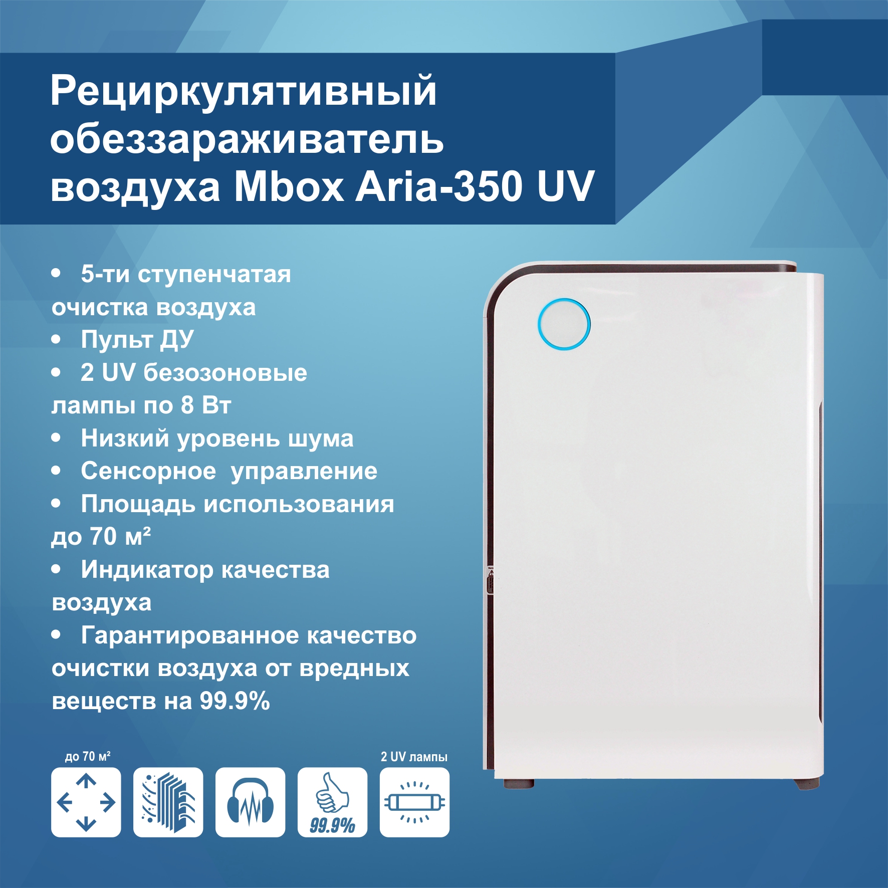 Рециркулятор бактерицидный + очиститель MBox PO-350 UV (Артикул Т18777)